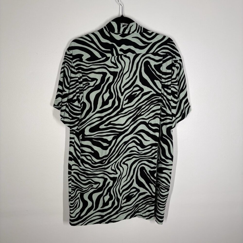 Motel Rocks Women S Wavey Zebra Mint Y2K Short Sleeve Fresia Mini Shirt Dress - Picture 10 of 10